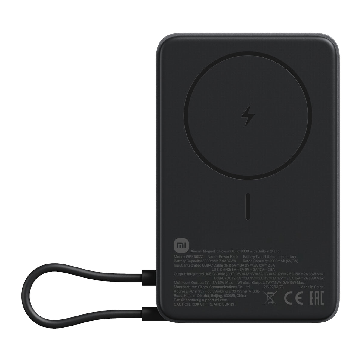 Xiaomi Magnetic Power Bank 10000mAh with Built-in Stand - Dark Grey